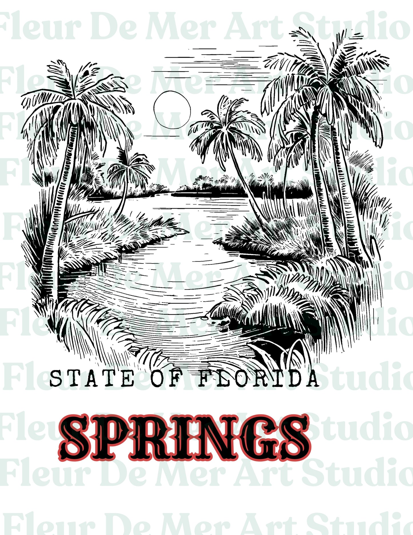 "Florida Springs" Fleur De Mer Original Design T-Shirt